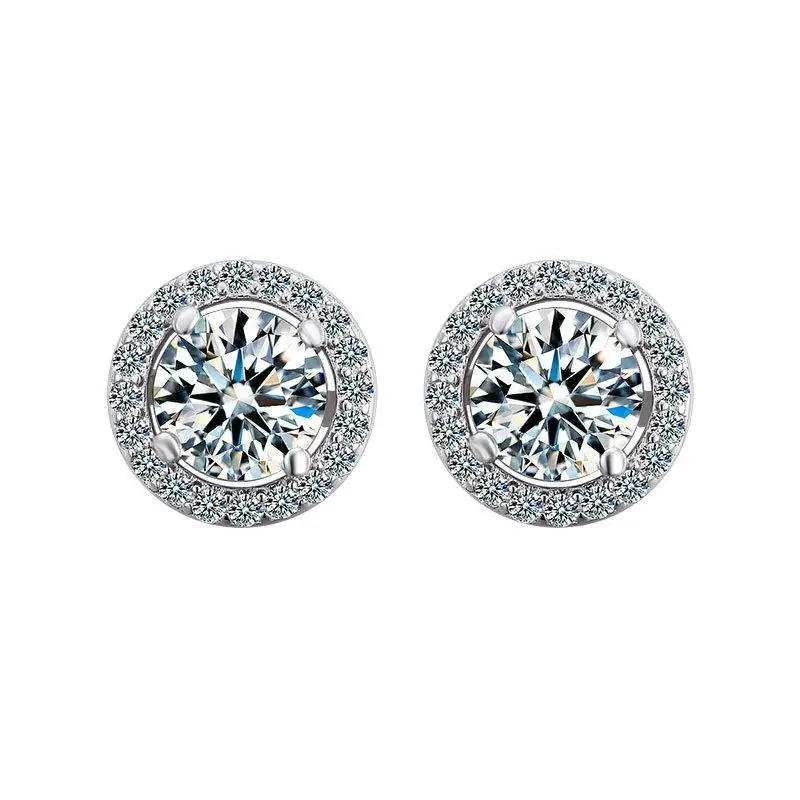 AIFAFA Real 1/2/4 Carat D Color Moissanite Stud Earrings 18k White Gold Plated 925 Sterling Silver Diamond Ear Jewelry Wholesale