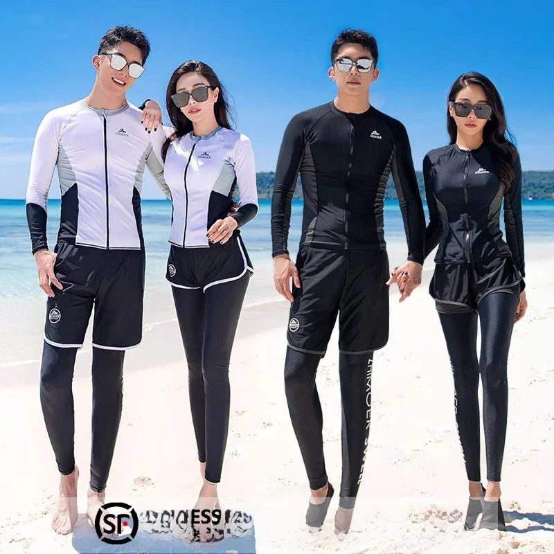

Qui Dry Scuba Diving Suit Long Sve Separate Men Women Snorkeling Surfing Couples Swimsuit Jellyfi Costume Nylon Material