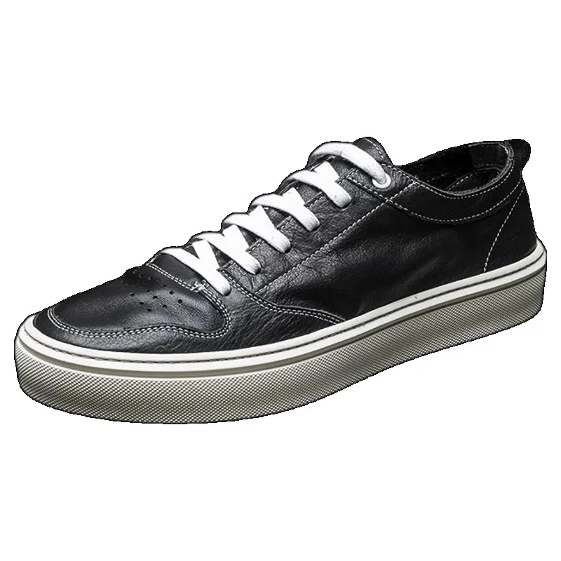 

Genuine Leather Handmade Men's Shoes Breathable Sport Flats Male Outdoor Hiking Thick Soled Board Shoes Casual Sneakers Oxfords