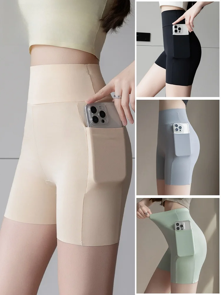 High-Waist Yoga Pants Tee-Quarter Length Fitn Cycling Thin Model Abdomen Lifting Hip Thin Base Layer Pants Summer New Ve...