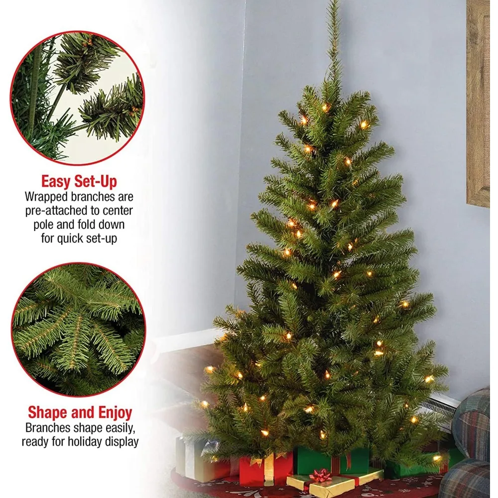 Искусственная рождественская елка с предварительной подсветкой, 4 фута, 100 прозрачных огней, 230 советов, в комплект входит подставка для простой настройки