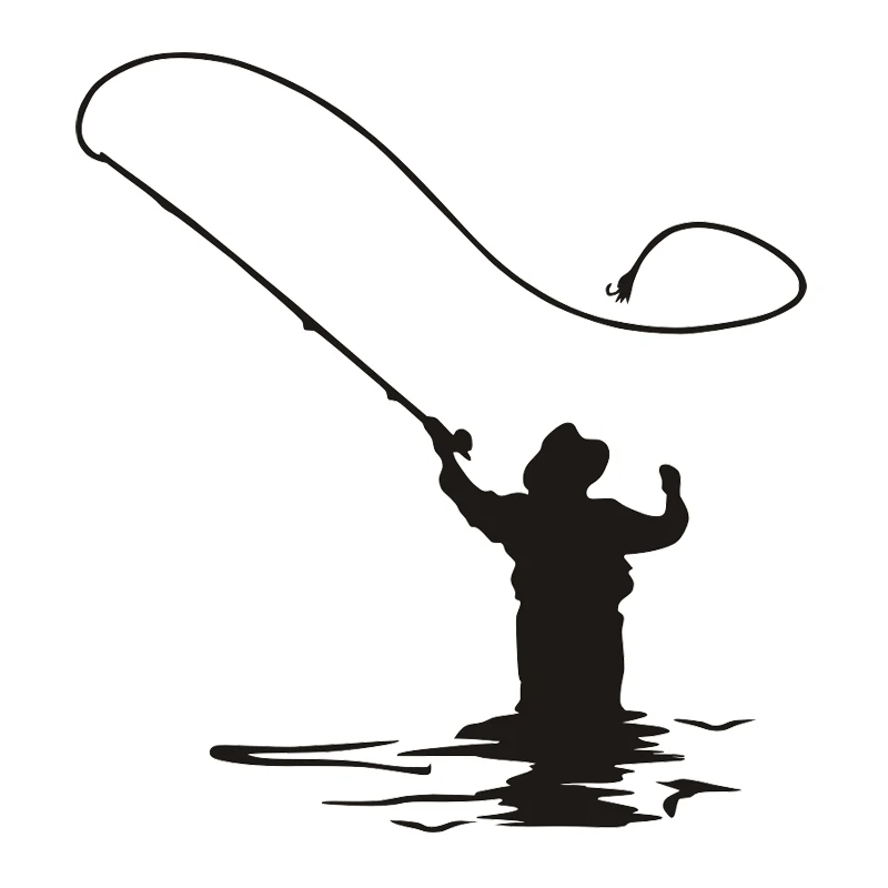 Fly Fishing Decal Vinyl Decal Sticker Window Laptop Sticker Car Decor Fish Outdoors Fisherman Pole