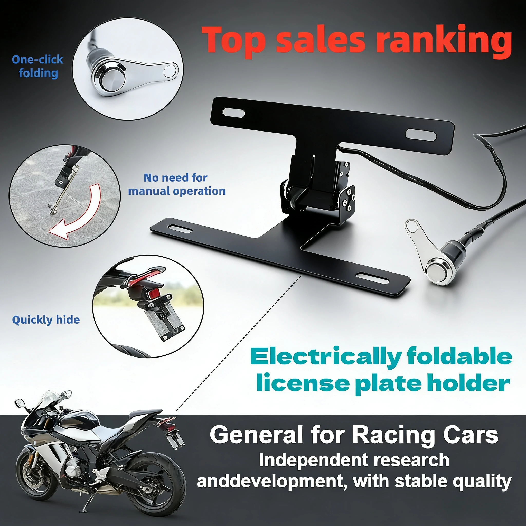 

Регулируемый флиппер для номерных знаков премиум-класса с кнопочным переключателем подходит для Kawasaki Ninja 400/650 ZX-4R/6R/10R.