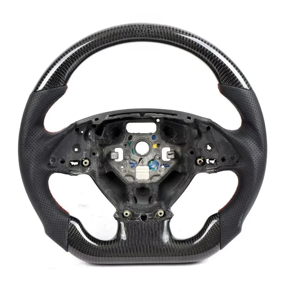 

For Corvette C7 2014-2018 Carbon Fiber D-shaped Flat-bottom Steering Wheel Perforated Leather Grip
