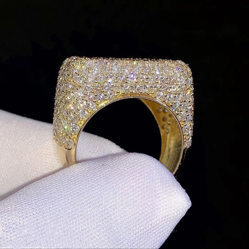 Huitan Quadratische Damenringe mit glänzendem Zirkonia für Hochzeit, Verlobung, Party, edle Luxus-Accessoires, Schmuck, Geschenk – Detail 5