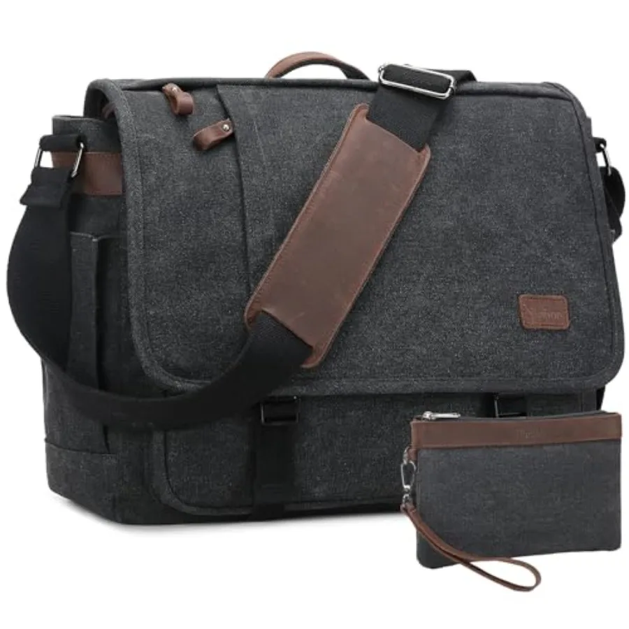 

Nerlion Messenger Bag for Men 17-17.3 Inch Laptop Bag Canvas Water-resistant Computer Bag Shoulder Bag Work Briefcase Bookbag f