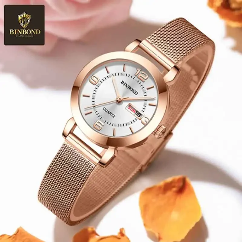 BINBOND Fashion Casual Ladies' Quartz Wristwatch Deluxe Luminous Hands Waterproof Date Multifunction Dress Women's Quartz Watch