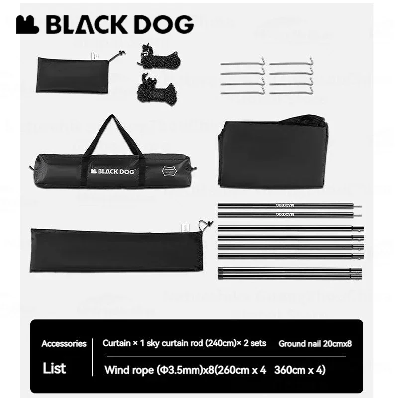 بلاك دوج التخييم الشمس المأوى قماش القنب طلاء أسود المحمولة 5.5x2.9 متر خيمة المظلة الكبيرة ل UPF50 + مقاوم للماء PU3000 15 ㎡