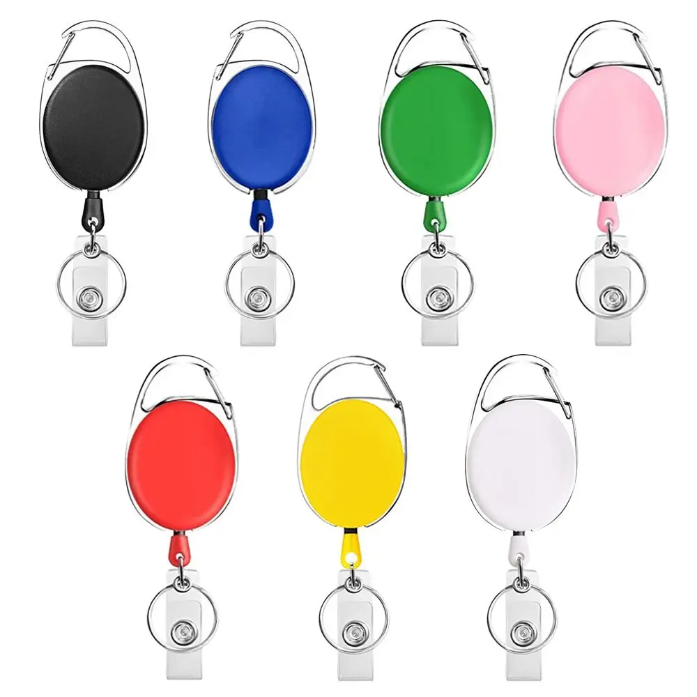 Oval Retractable Badge Holder ID Card Holder Multiple Colors Retractable Badge Clip Badge Reel Clip Identity Tag