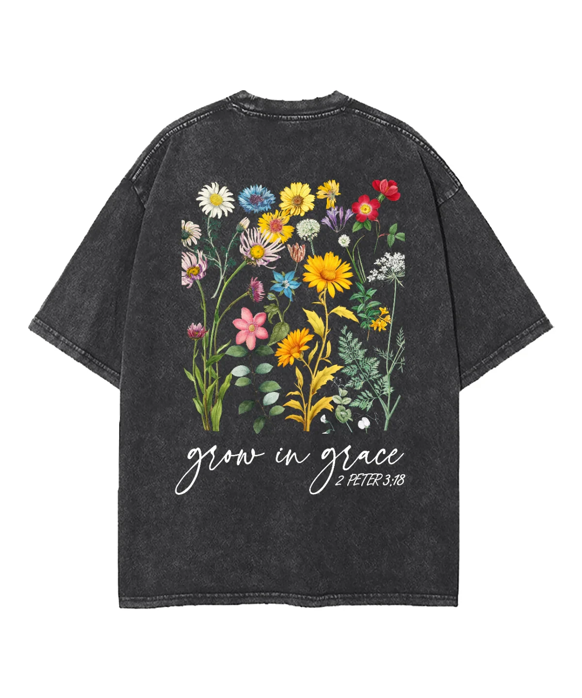 

Двусторонняя футболка Grow in Grace с христианским принтом – Soultt