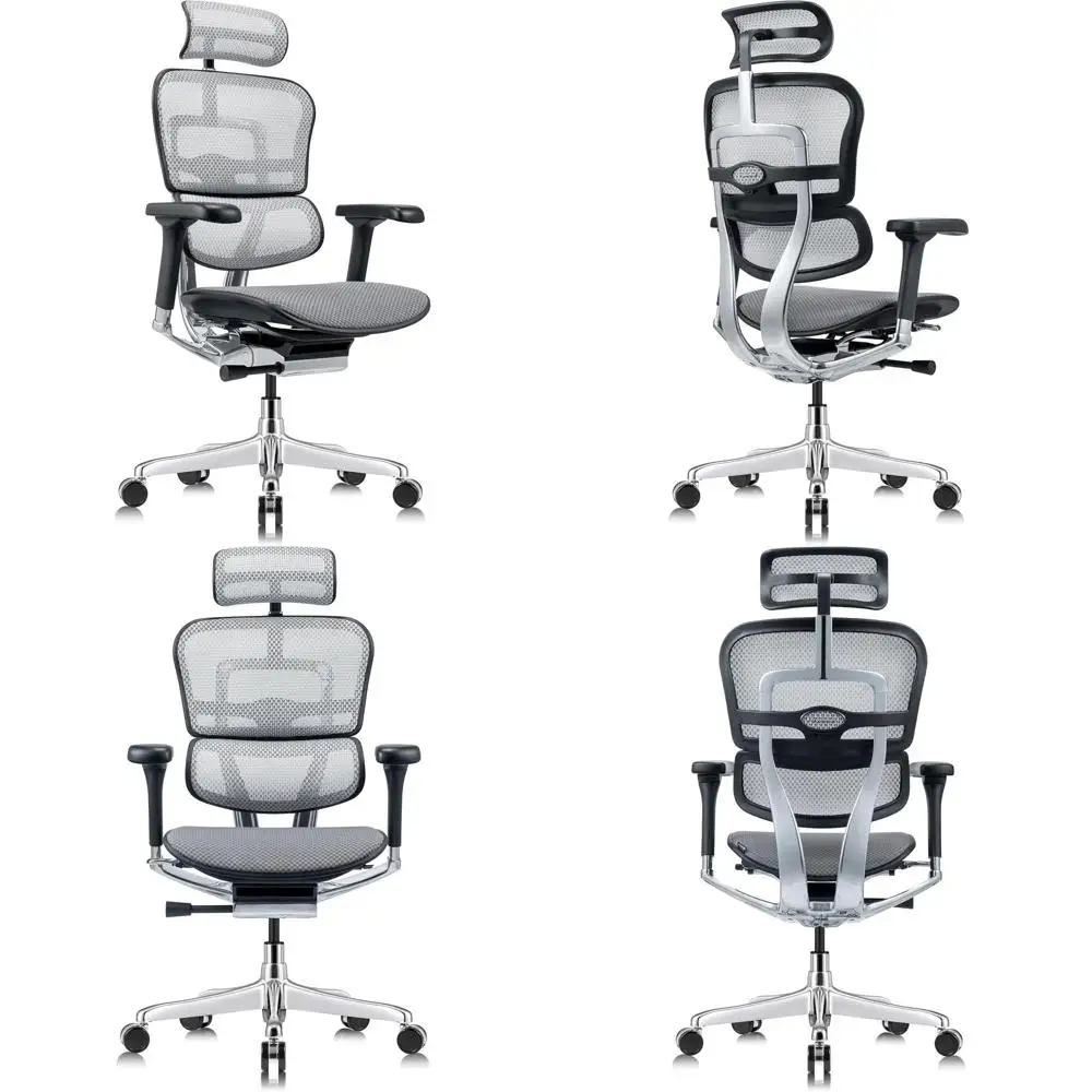 

High-Back Ergonomic Office Chair with Synchronized Recline, Adjustable Lumbar Support, and Armrest Height, Grey
