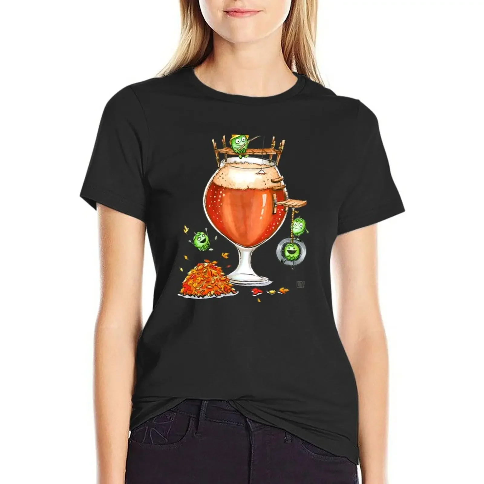 

Hoppy Autumn T-Shirt Short sleeve tee customs design your own Aesthetic clothing animal print shirt for girls t shirts for Women