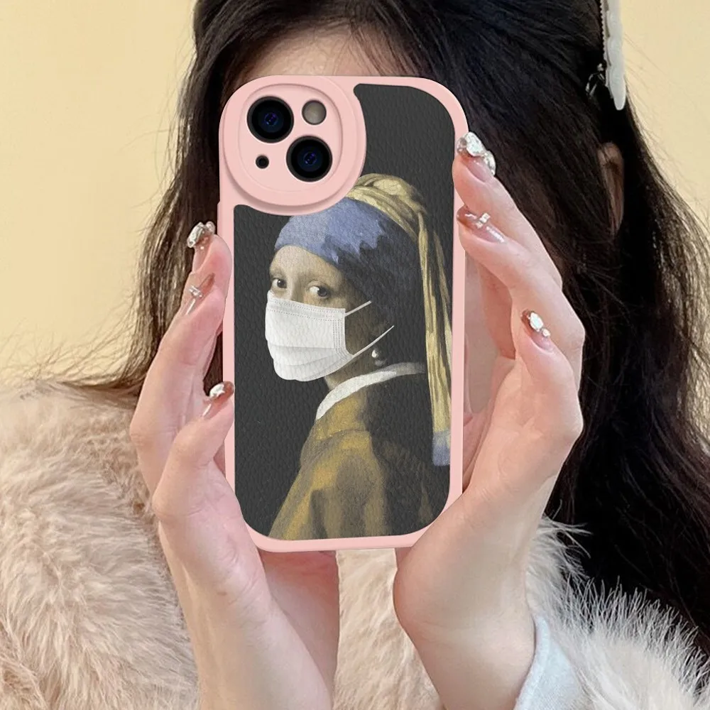 Girl With A Pearl Earring Vermeer Phone Case Hard Leather For iPhone 14 13 12 Mini 11 14 Pro Max Xs X Xr 7 8 Plus Fundas