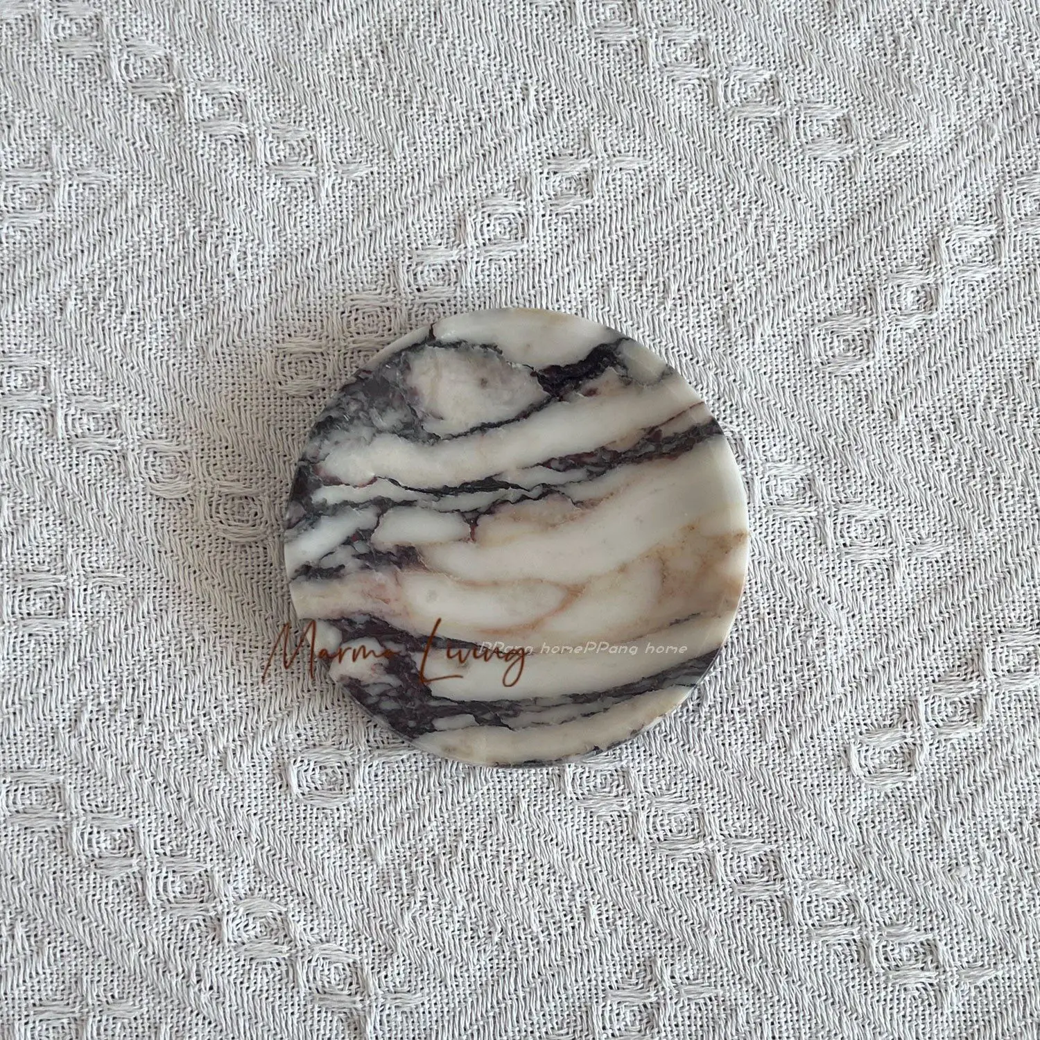 Italy Calacatta Violet Mini Marble Jewelry Tray Stone Round Coaster Round Decorative Stone Dish for Desktop Organizer - view 4