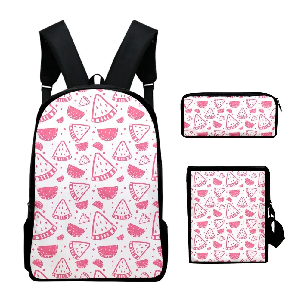 

Harajuku Popular Fruit 3D Print School Bags, mochila portátil, mochila, Inclinado Bolsa de Ombro, Lápis Case, 3pcs por conjunto