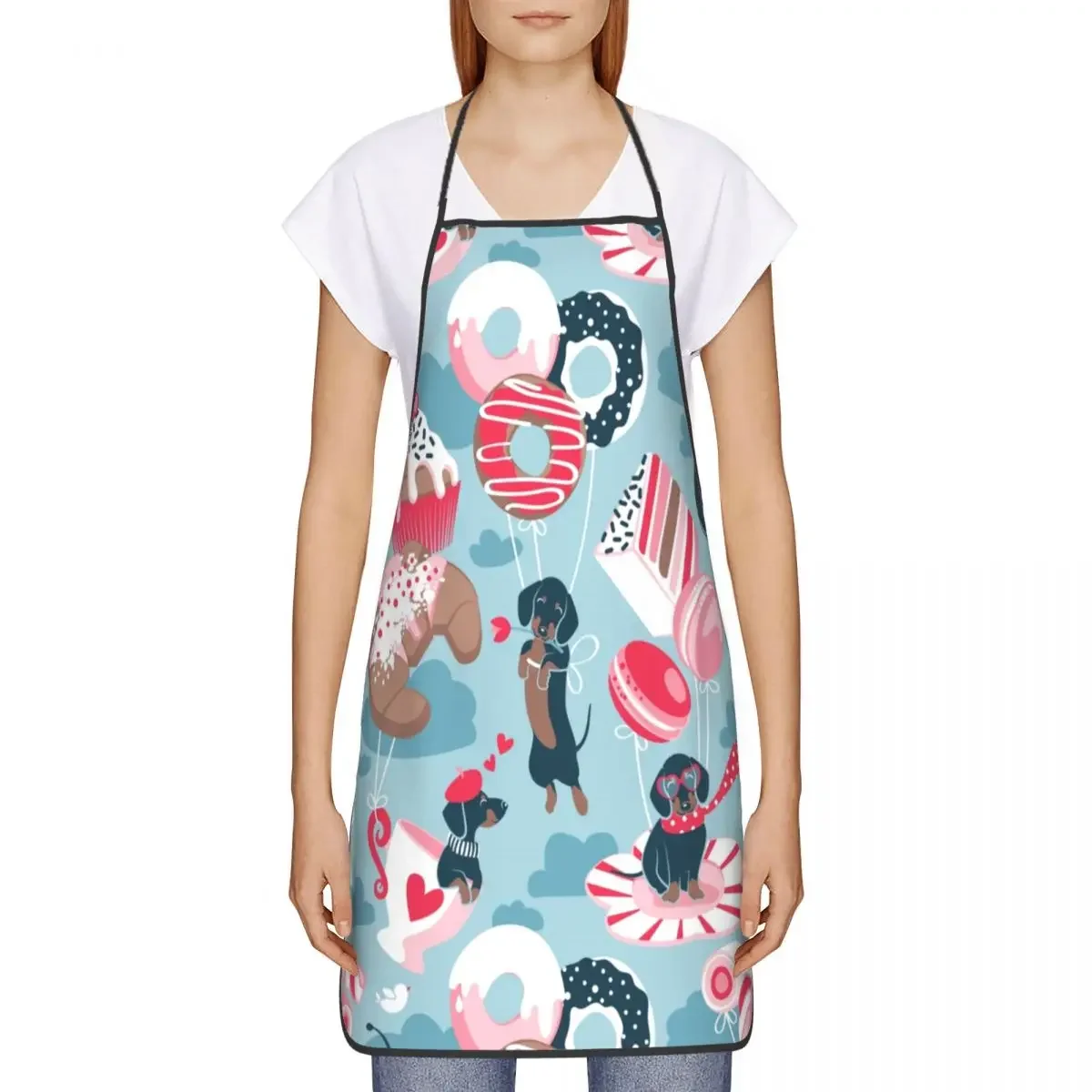 Blue Dachshund Sweet Love Dream Kitchen Chef Cooking Baking Apron Men Women Wiener Sausage Dog Tablier Cuisine for Painting