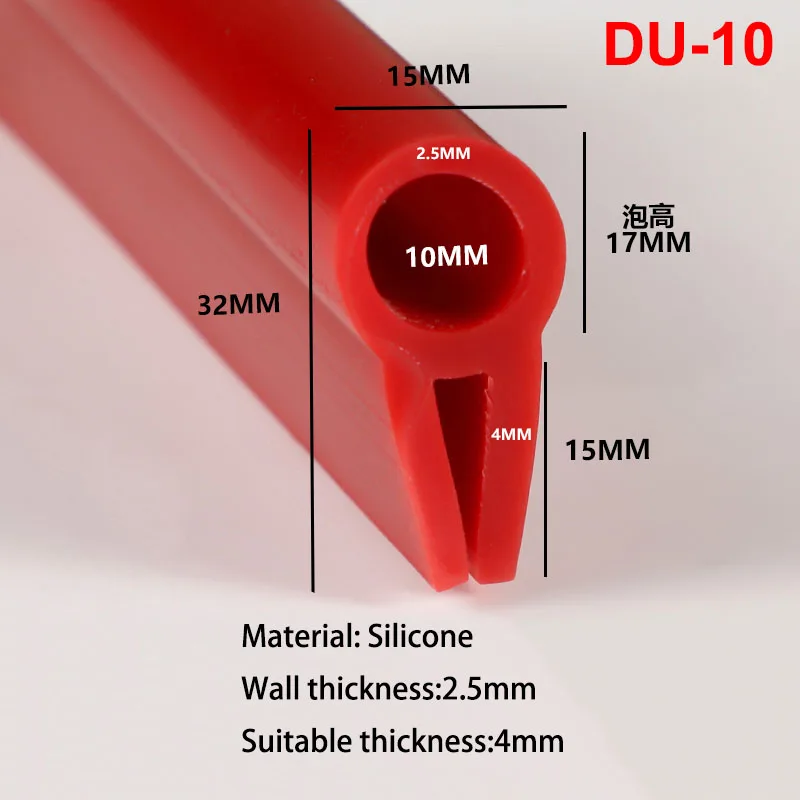 1Meter 250 Degree High Temperature Resistant U-shaped Silicone Sealing Strip Top Bubble Wrap Edge Strip Card Slot Strip For Oven