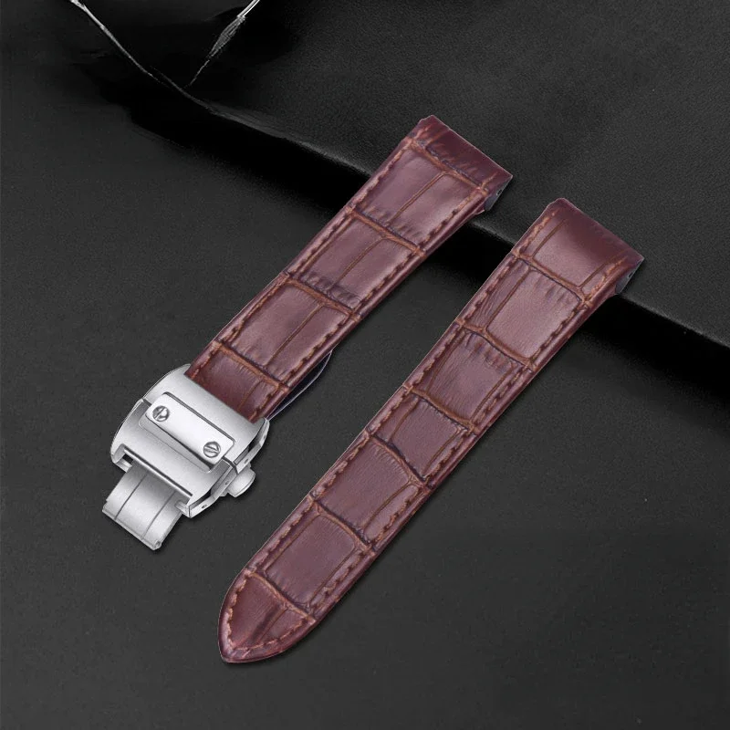 Genuine Leather Watch Strap for Cartier Santos100 Sandoz Men Women Watch Band Accessories 20mm 23mm Wristband