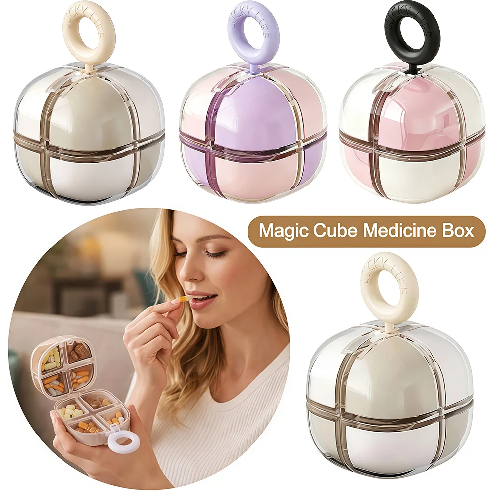 1/2/3Pcs Weekly Pill Organizer Detachable Travel Pill Organizer Magic Cube 8 CompartmentsDaily for Fish Oil, Medicine, Vitamins