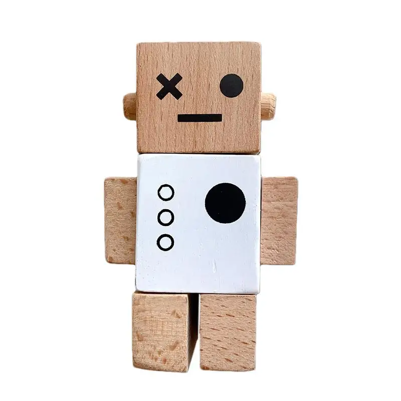 Blocchi di Robot in legno adorabili Action Figures giocattoli di creatività regolabili congiunti per bambini adorabili Action Figures Fidget in legno