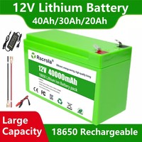 Large Capacity12V 40Ah 30Ah 20Ah Rechargeable Battery 18650 Lithium Battery for Electric sprayer/Agricultural/Stall/Solar Energy