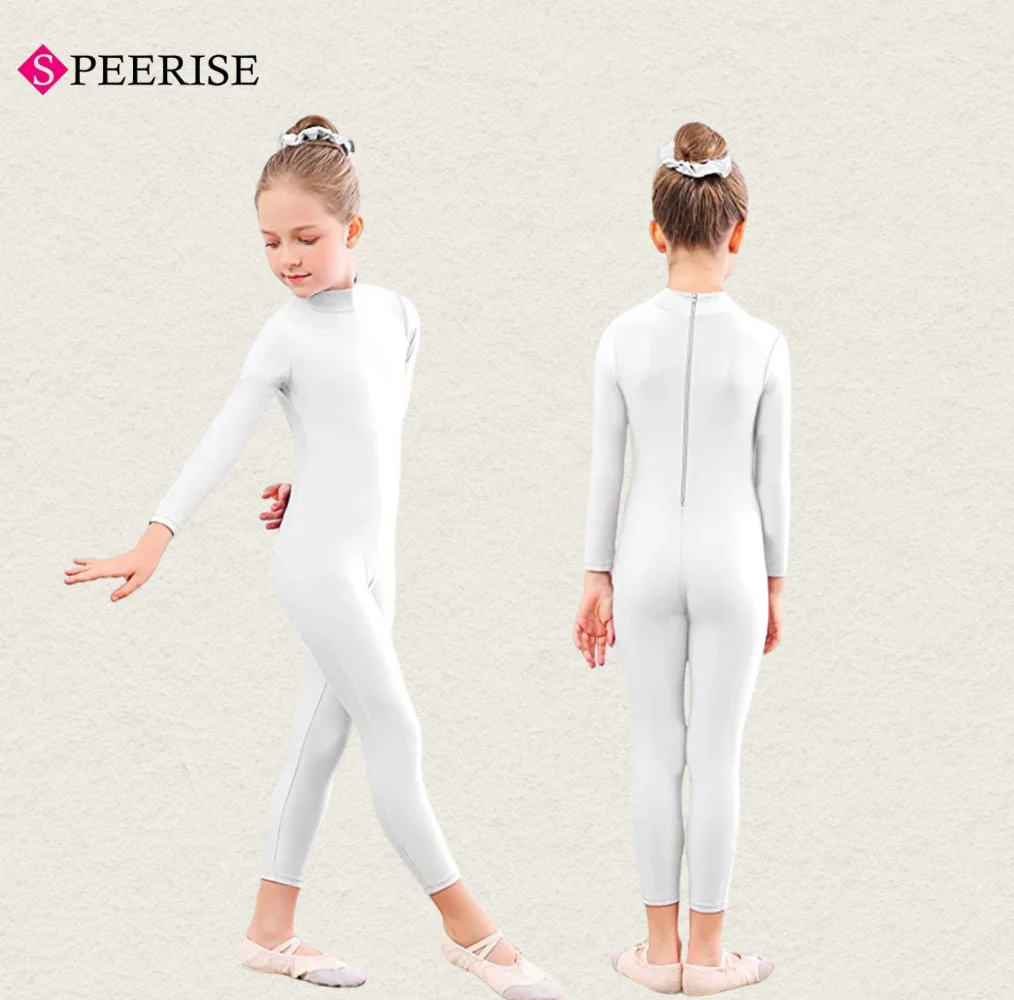أطفال طويلة الأكمام عالية الرقبة يوتار الباليه Dancewear الجمباز بذلة أداء المرحلة ارتداء أزياء الهالوين Cosplay