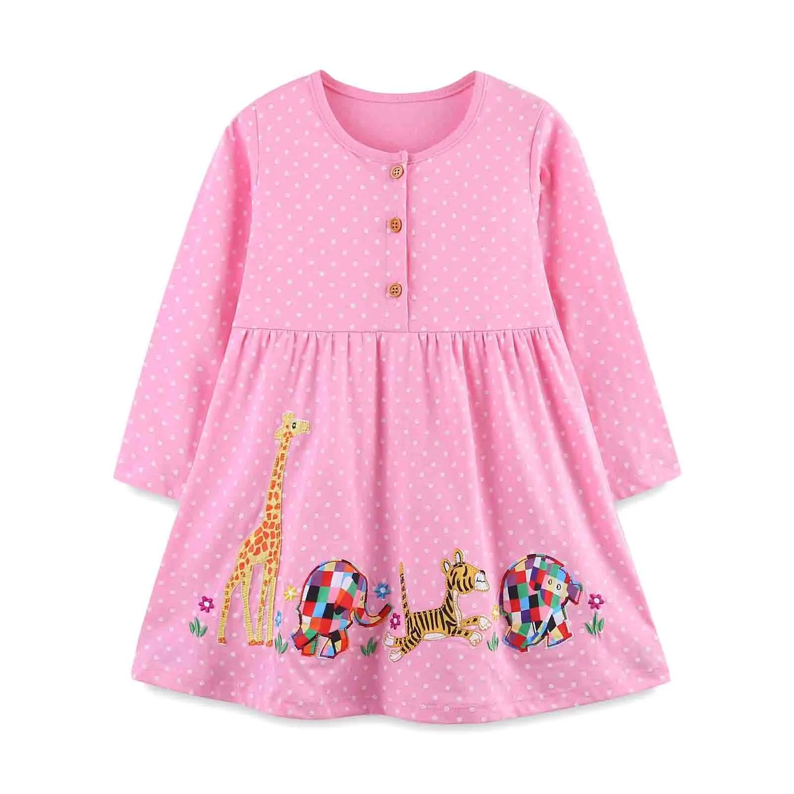 Toddler Girl Short Sleeve Easter Dress Coton Casual Jesey Shirt Playwear Applique Dress Girls Full Skirt Dress