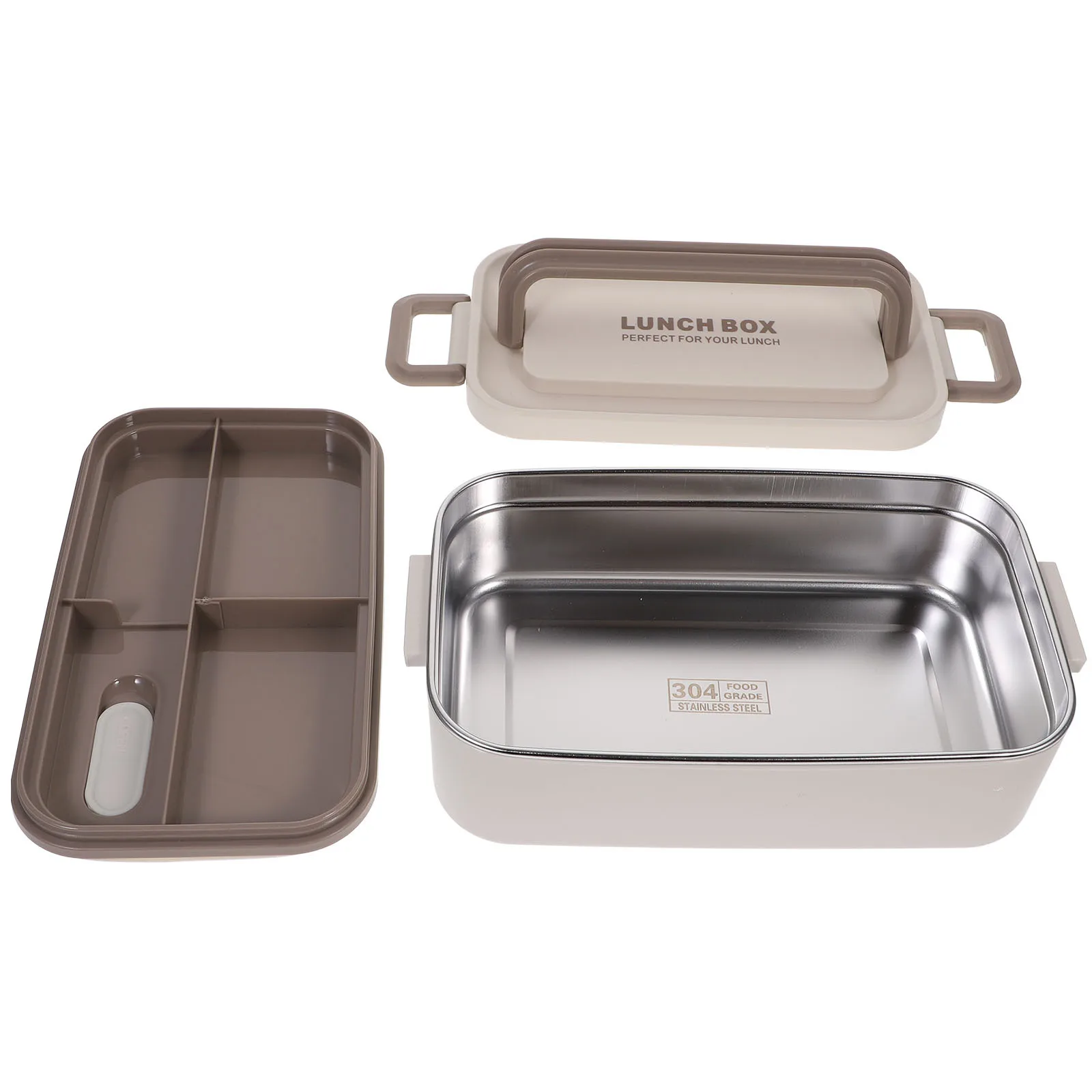 

Stainless Steel Lunch Box Single-Layer Leakproof Bento Portable Food Container Multi-Function Covered Food Holder for Travel