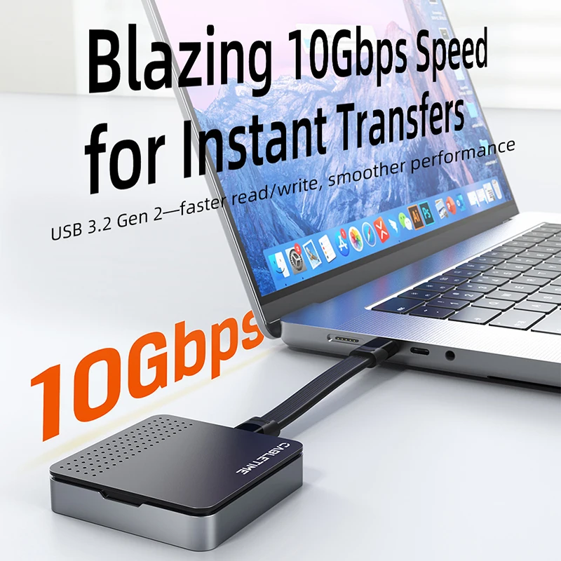 CABLETIME Custodia SSD M.2 2230 NVMe Adattatore esterno magnetico da 10 Gbps da M.2 a USB tipo C per ProRes MacBook iPhone 16 Pro Max