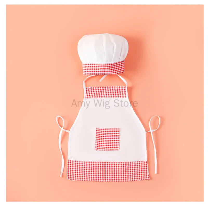2024 Newborn Baby Photography Prop Baby Chef Outfits Chef Hat Apron Set Infant Baby Chef Costume Newborn Photo Outfit