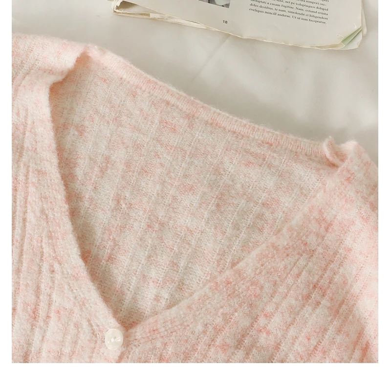 Basic Solid Button Up V-neck Cute Sweater Cardigan Women Korean Style Black White Gray Orange Khaki Pink Cropped Cardigan Top