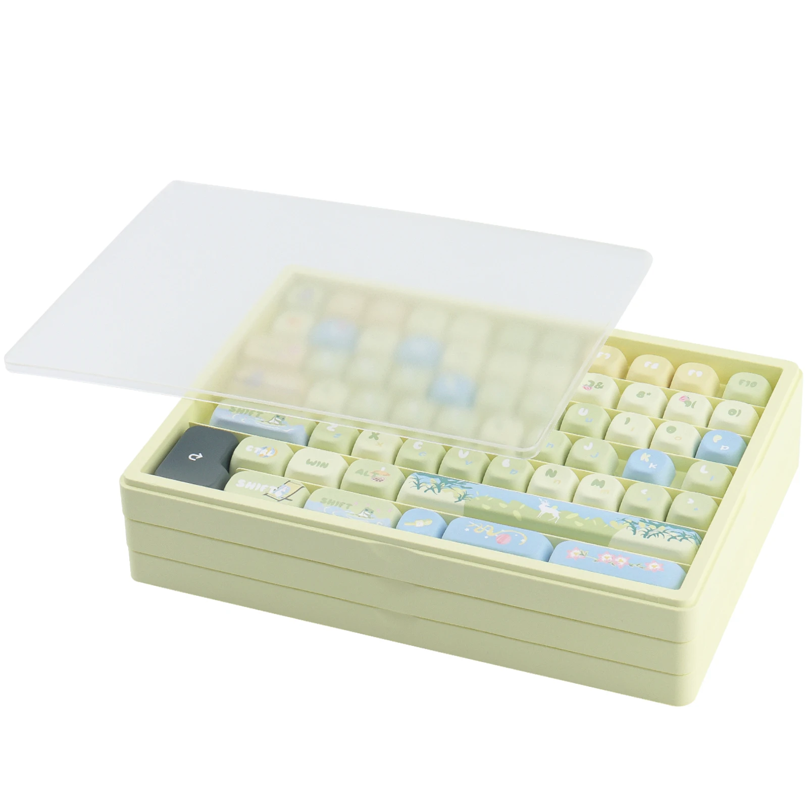 

Желтый 3-слойный органайзер для клавишных колпачков из ABS-пластика для хранения компьютерных аксессуаров