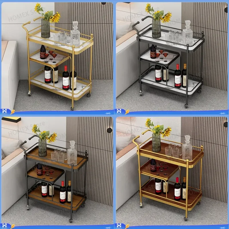 Nordic Wrought Iron Serving Cart Mobile Storage Trolley for Hotel Beauty Shop Commercial Use Cake Beverage Display Rack with