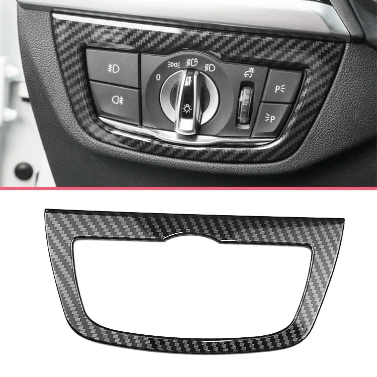For 2018-2022 BMW X3 G01 X4 G02 Interior Dashboard Fog Head Light Switch Cover Trims Carbon Fiber