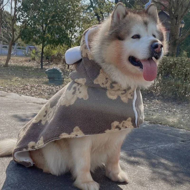 Winter Dog Clothes Quilt Big Large Dog Cloak Poodle Bichon Corgi Shiba Inu Samoyed Husky Labrador Golden Retriever Costume Coat