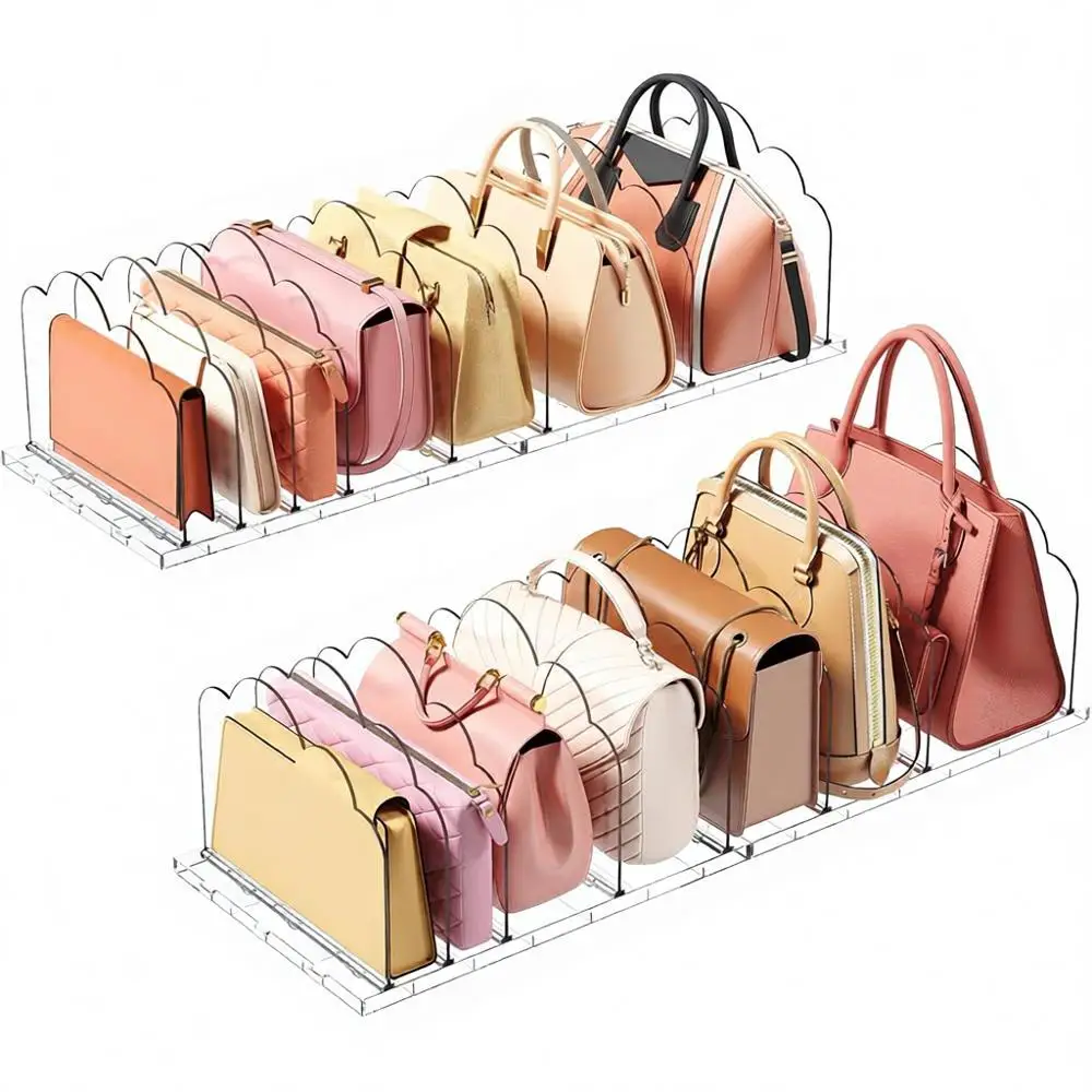 

Plastic Closet Organizer, Adjustable Shel Dividers, Clear Bag Storage, Handbag Clutch Organizer, Bedroom Office Storage