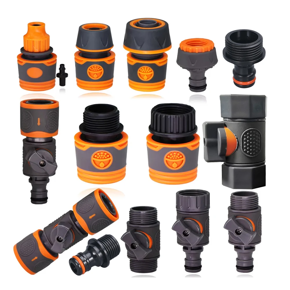 1/4 3/8'' 1/2'' 3/4'' Hose Quick Connecter Plastic Rubber Coupling Adapter Pipe Tubing Irrigation System Coupler Shut Off Valve