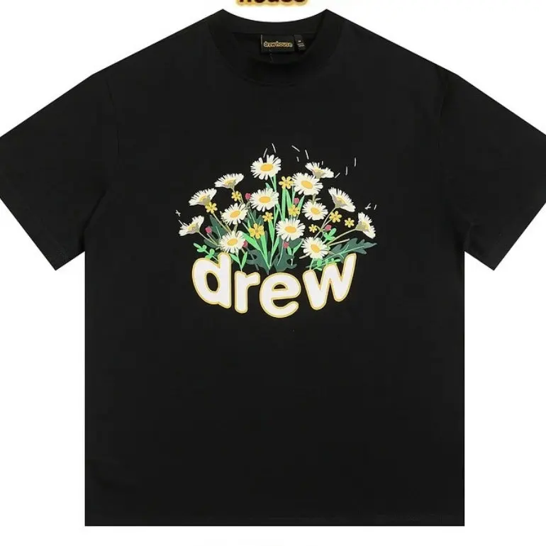 Drew House New Men's Clothing Daisy Flower couple Summer Pure Cotton Loose short-sleeved T-shirt