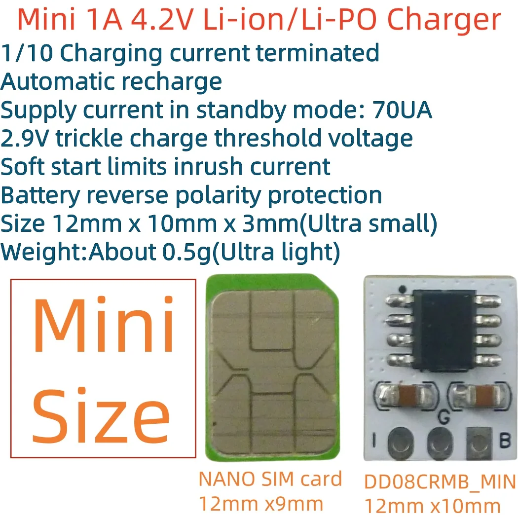 Voltage Multifunctional Lithium Battery Charge Manager Trickle/Constant Current/Constant 1A 4.2V Li-ion/Li-Po Charger DD08CRMB