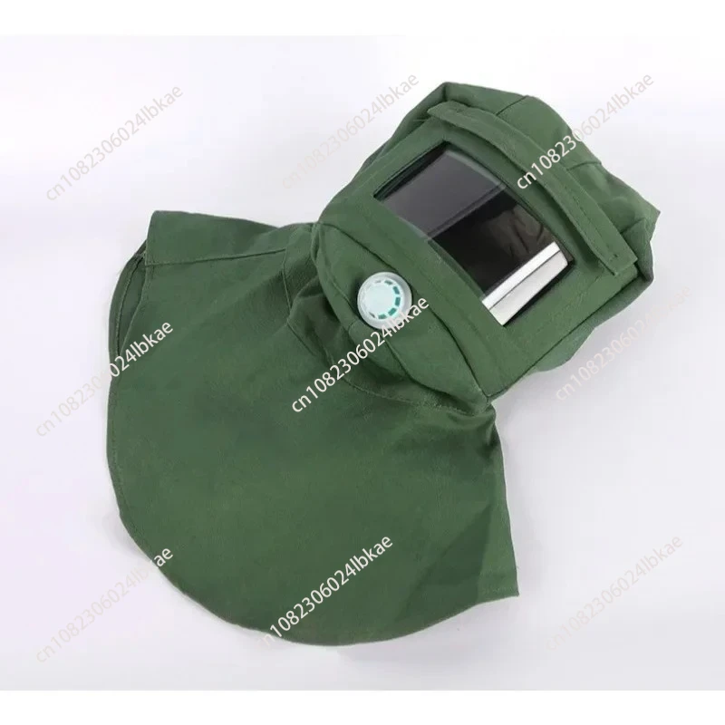 Sandblasting Cap Dustproof and Splash Proof Thickened Canvas Top Cover Hood Shawl Cap Glass Screen with Ventilation Helmet A