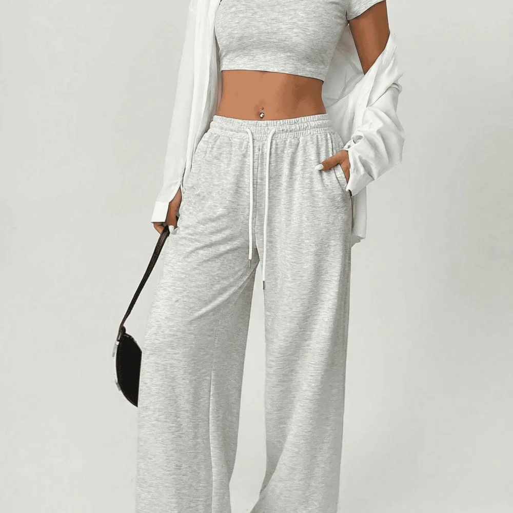 Sexy Summer Womens Outfits Slim Fit Short Sleeve T Shirt Long Pants Casual Sporty Style Aesthetic Clothing Solid Color Set view 6