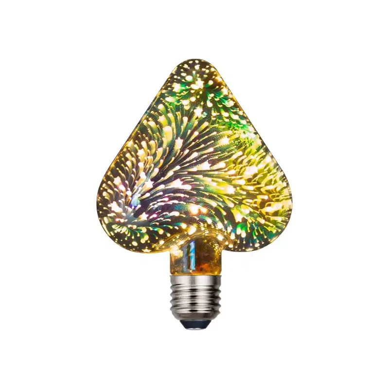 Enquêter d'artifice LED 3D, ampoule décorative étoilée, support de lampe à vis, verre en forme de cœur, lumière de jardin LED