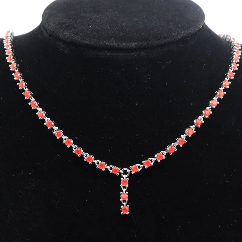 

Buy 7 Get 1 Free 15x3mm Prevent Allergy 14g Real Red Ruby Green Emerald Women Wedding Silver Necklace 18-19inch