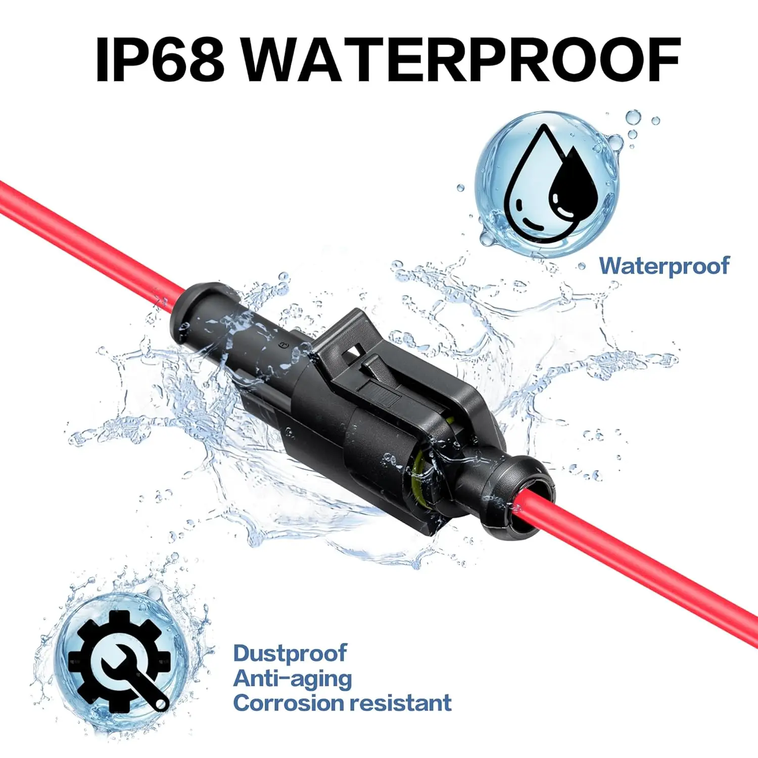 1 Pin Connector Waterproof,16 AWG 1 Wire Connector, Automotive Electrical Connector with Heat Shrink Tubing, Automotive Truck