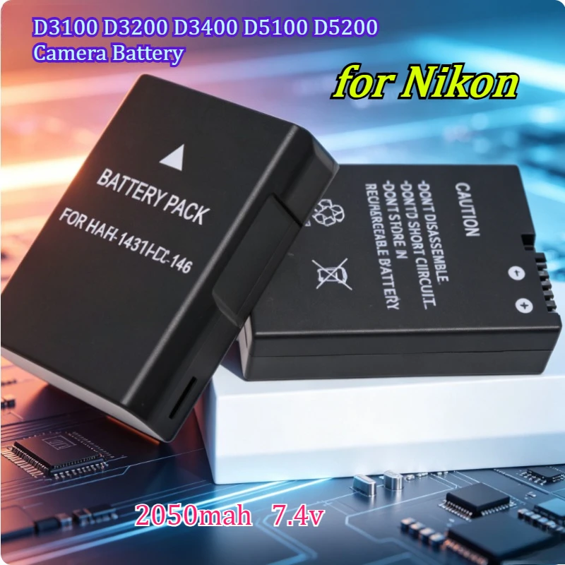 2050mah 7.4v EN-EL14 Battery Suitable for Nikon D3100 D3200 D3400 D5100 D5200 Camera Long Range Digital Battery