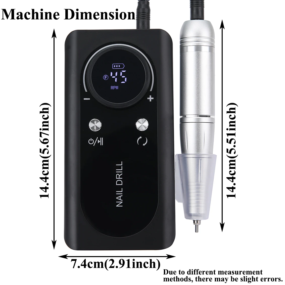 Tfscloin High Speed 45000Rpm Turn Rechargeable Electric Nail Polisher Power Storage Nail Polisher Portable Nail Polishing