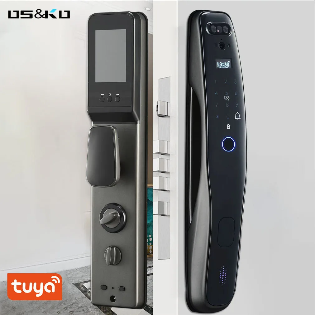 

Tuya Smart 3D Face Door Lock Security Face & Camera Monitor Intelligent Fingerprint Password Biometric Electronic Key Unlock K8