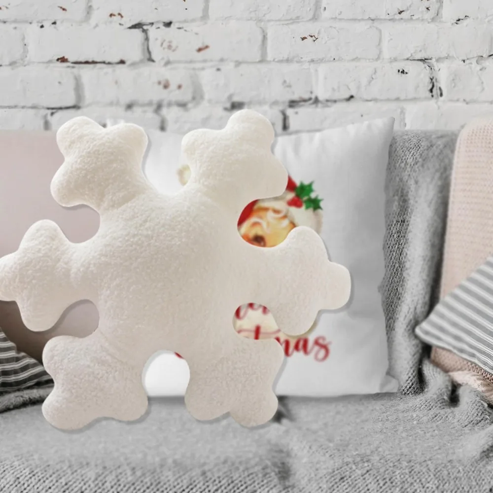 

New Soft Christmas Snowflake Throw Pillow PP Cotton Comfortable Touch Couch Cushion White Snowflake Pillows Living Room