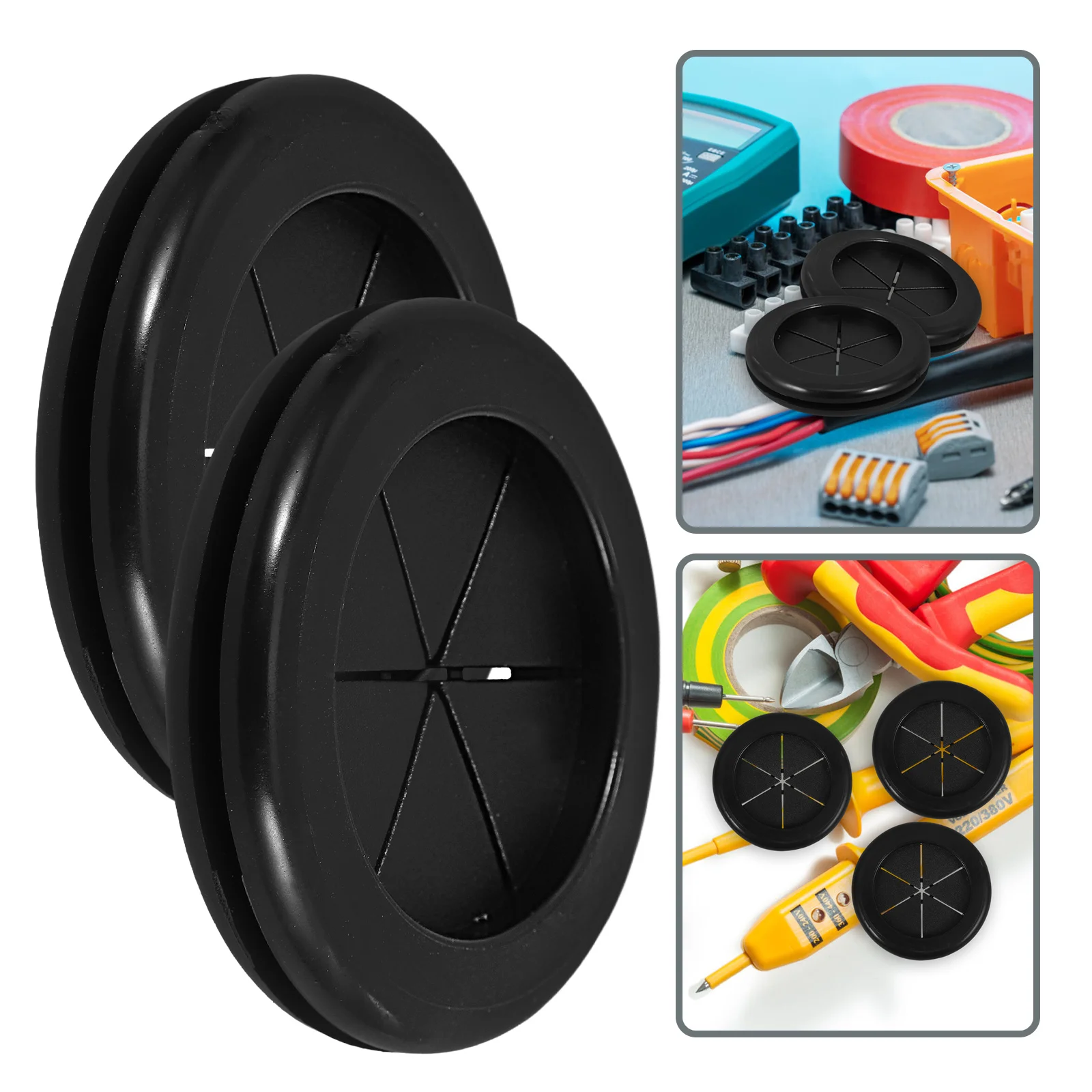 

4pcs Black Rubber Cable Grommet Dual Sided Waterproof Fire Resistant Flexible Desk Grommets Wire Protection Hole Cover For