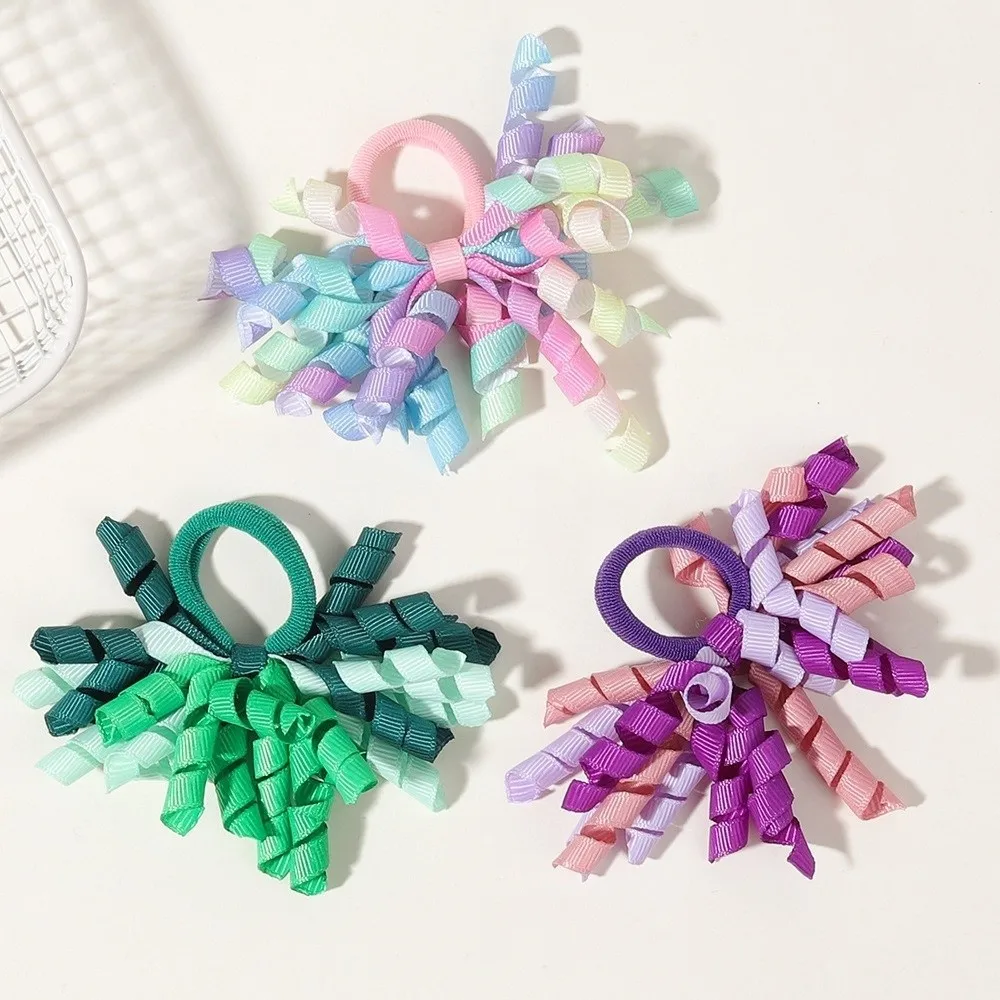 With Tassels Hair Rings Elastic Ribbon Sweet Unicorn Hair Accessories Bow Barrette Cute Tassel Ribbon Ponytail Holder For
